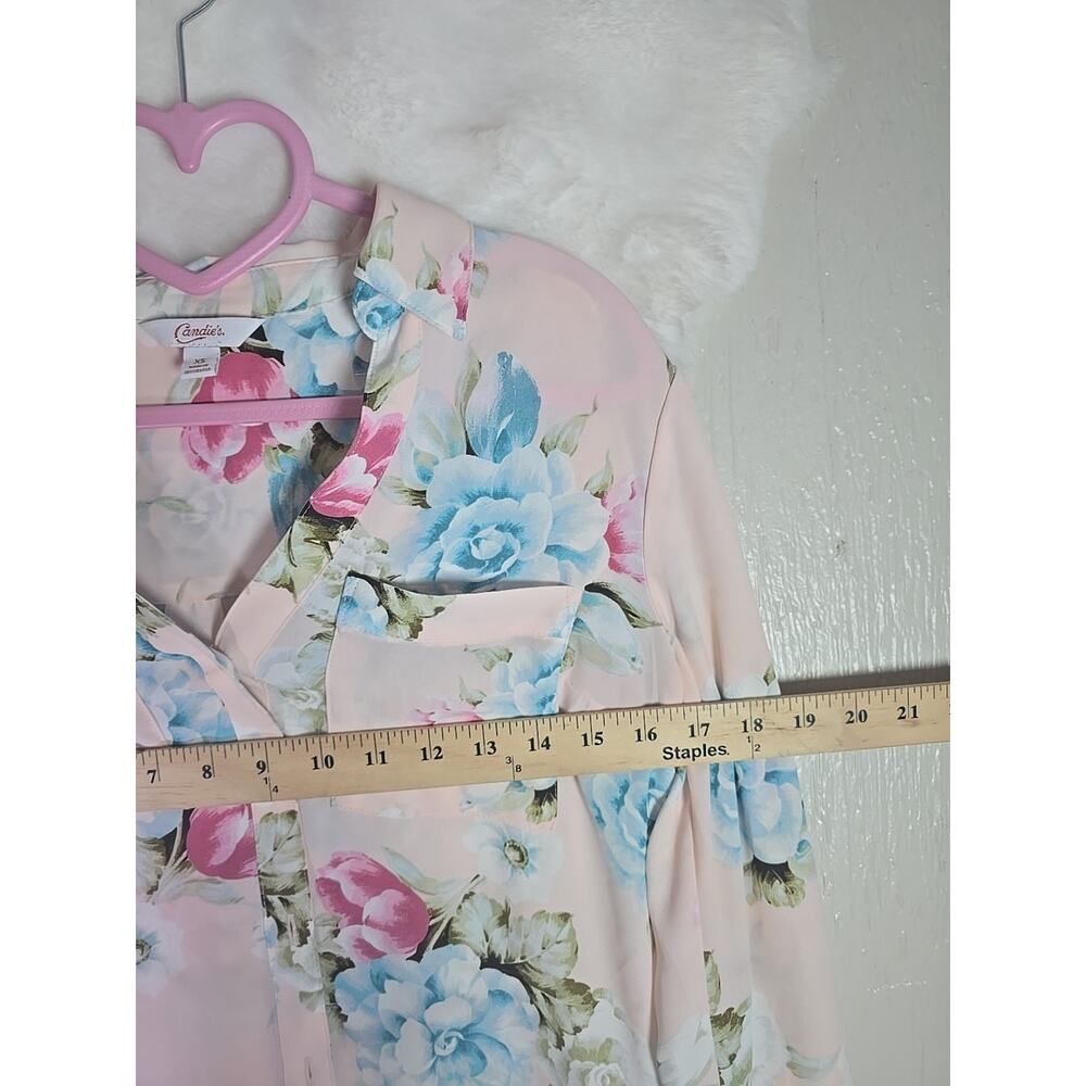 Candie's Pink Floral Lightweight Blouse Top Sz Small Office Formal Work Casual - Picture 7 of 10
